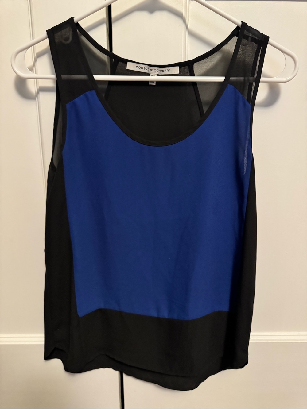 Collective Concepts Blue and Black Sleeveless Colorblock Top